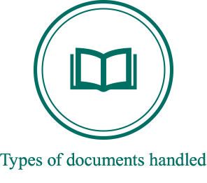 Types of documents handled
